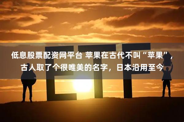 低息股票配资网平台 苹果在古代不叫“苹果”，古人取了个很唯美的名字，日本沿用至今